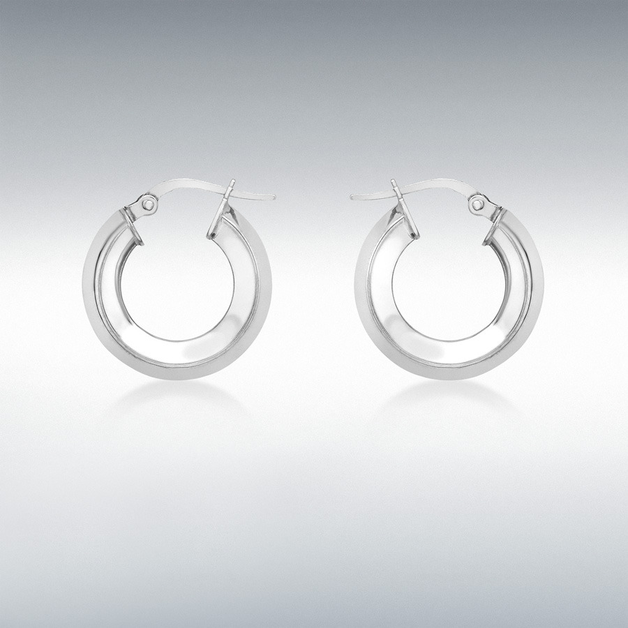 9ct White Gold 18mm Square-Tube Creole Earrings