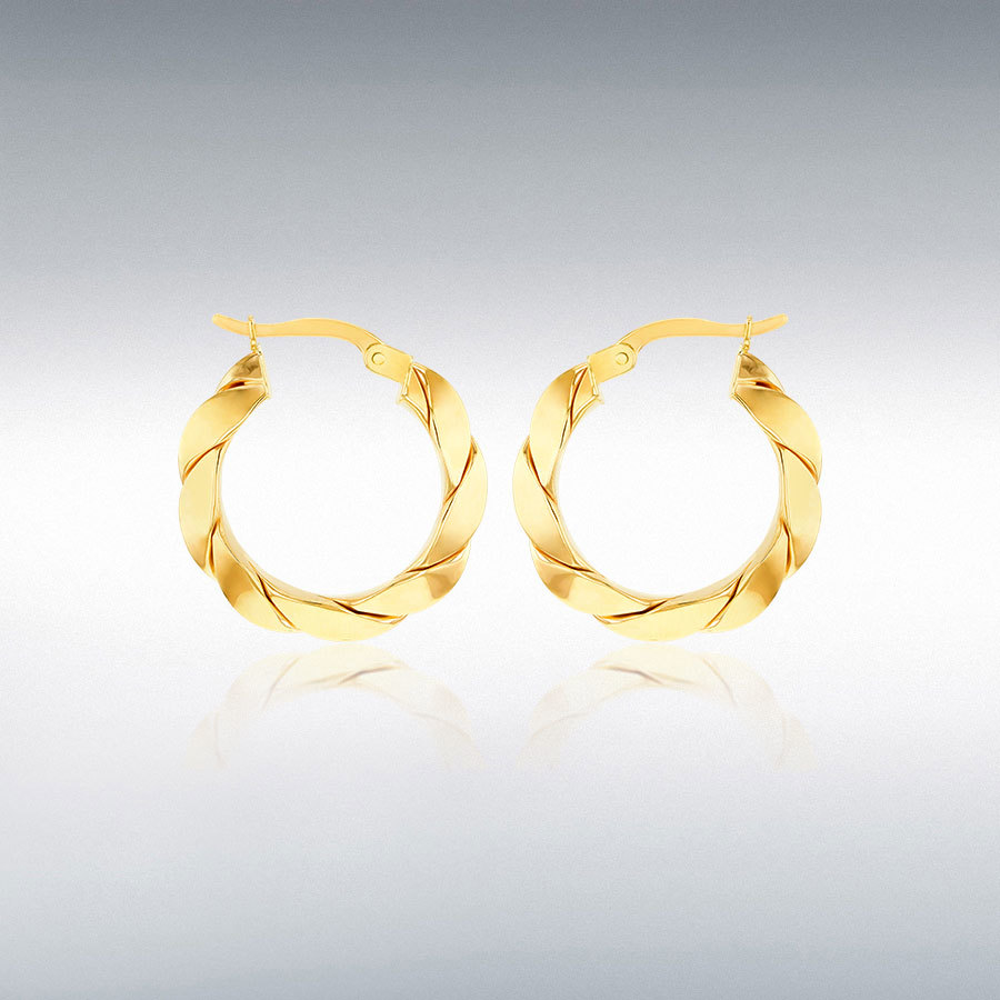 9ct Yellow Gold 22.5mm x 3.5mm Twisted Creole Earring