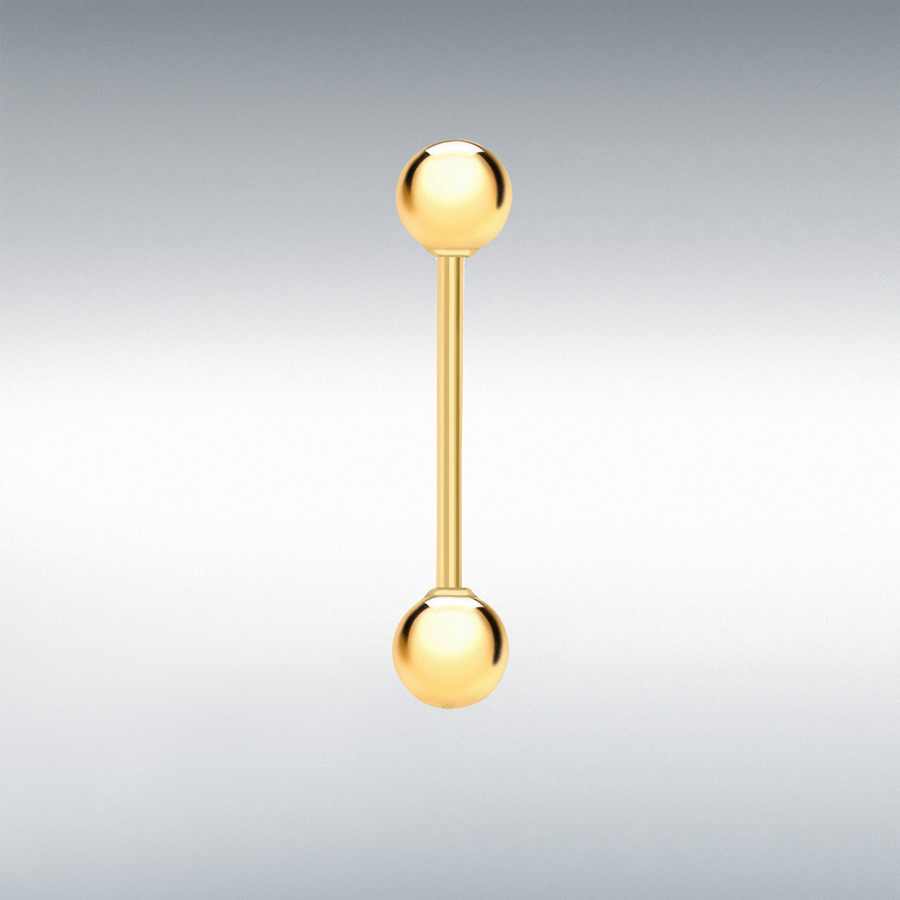 9ct Yellow Gold 5mm x 24mm Double-Ball Belly Bar