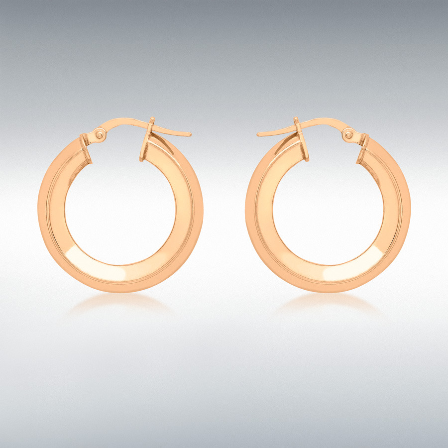 9ct Rose Gold 4mm Square-Tube 22mm Creole Earrings