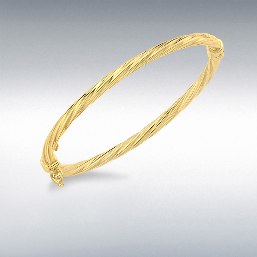 18ct Yellow Gold 3mm Twist Oval 44mm x 37mm Baby Bangle