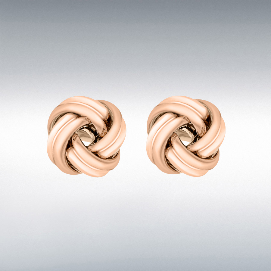 Sterling Silver Rose Gold Plated 12mm Knot Stud Earrings