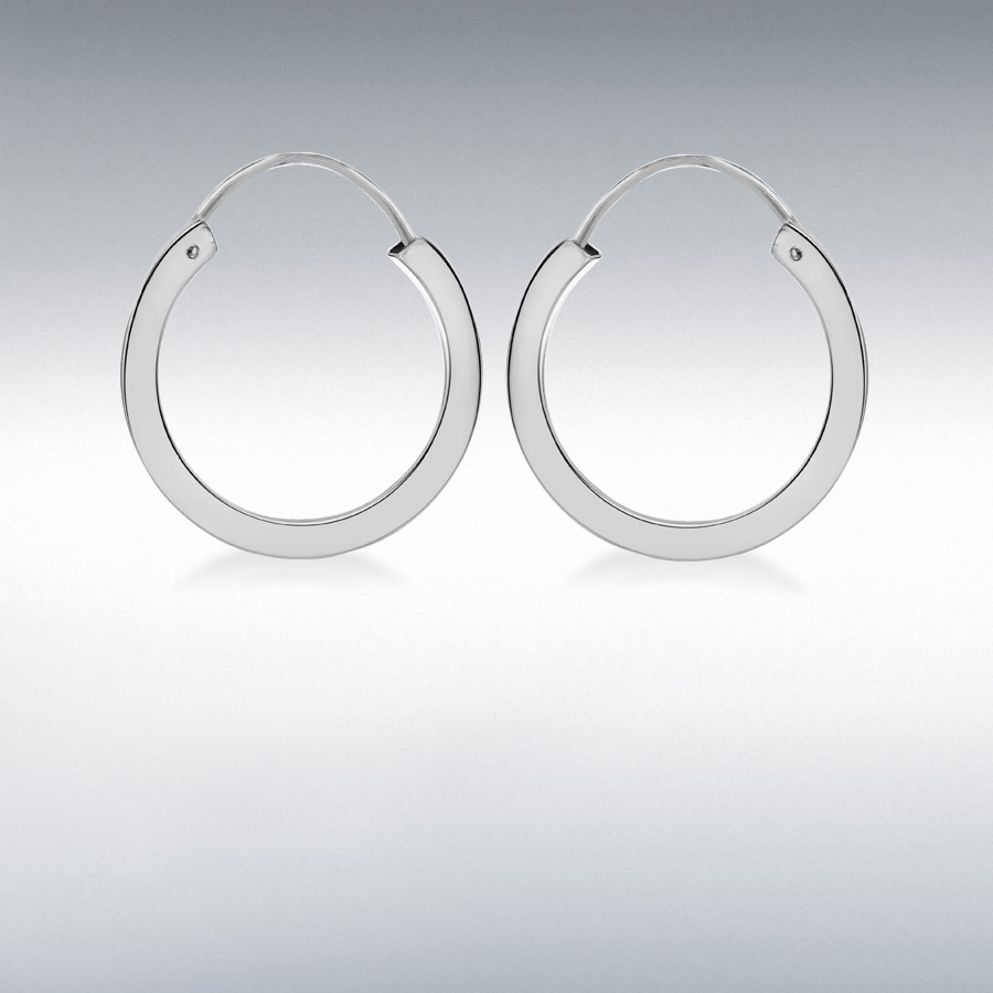 Sterling Silver 2mm Square-Tube 20mm Hoop Earrings
