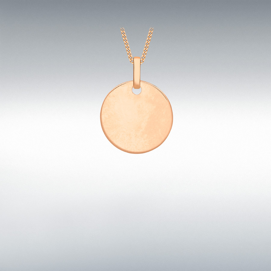9ct Rose Gold 14mm Round Disc 14mm x 18mm Pendant