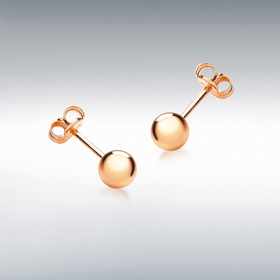 Sterling Silver Rose Gold Plated 10mm Polished Ball Stud Earrings