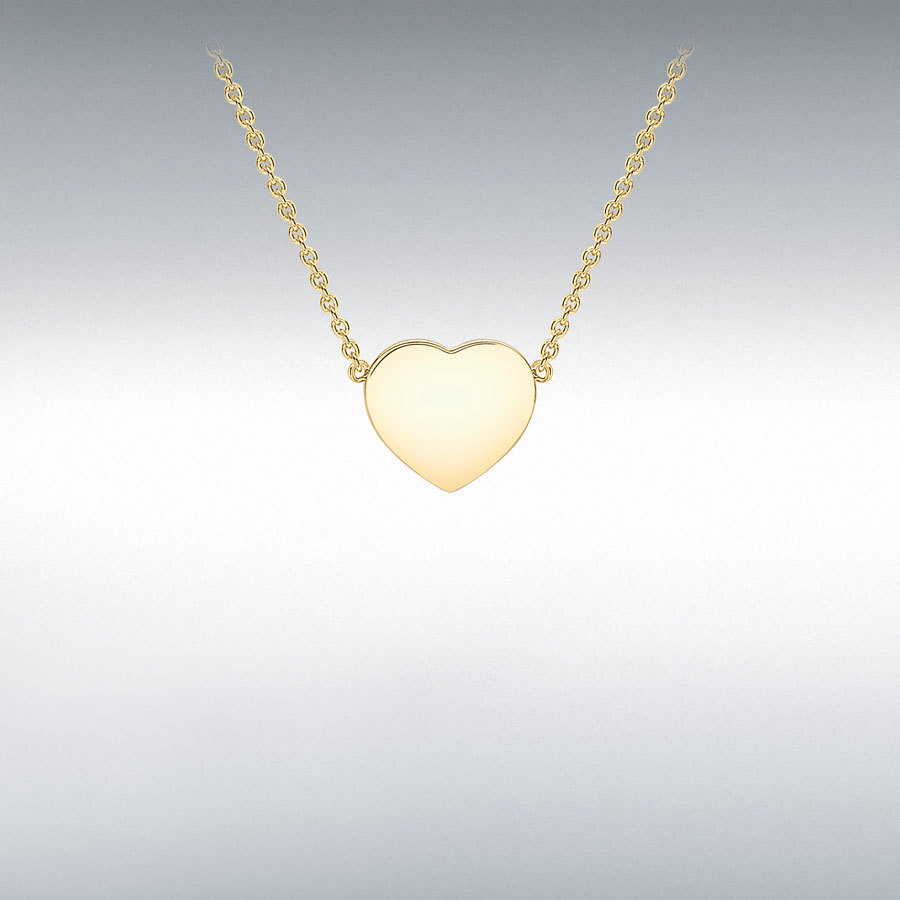 9ct Yellow Gold 11.5mm x 10.5mm Heart Adjustable Necklace 41cm/16"-43cm/17"