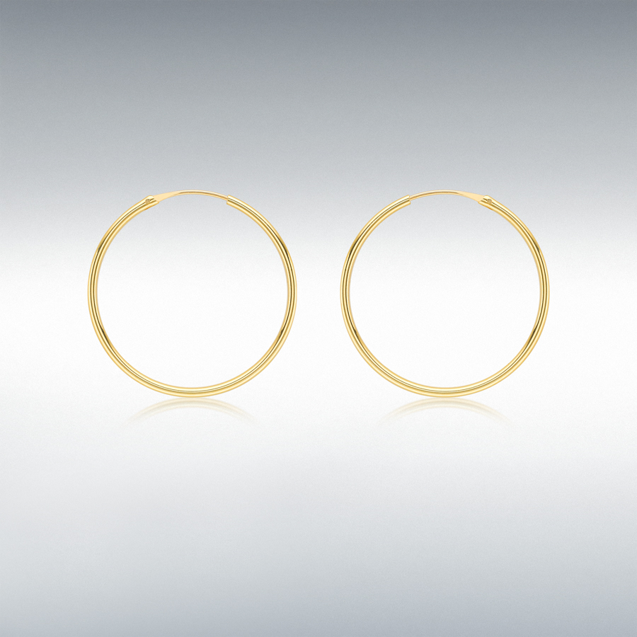 9ct Yellow Gold 25mm Plain Sleeper Hoop Earrings