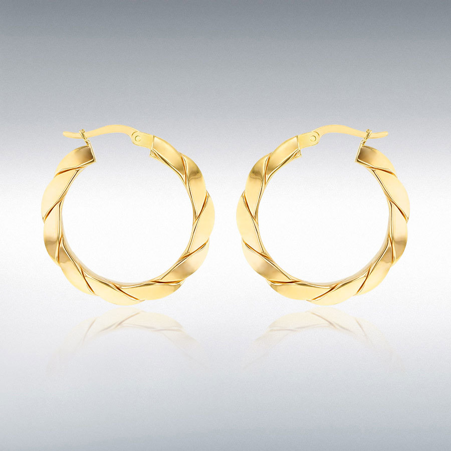 9ct Yellow Gold 27.5mm x 3.5mm Twisted Creole Earring
