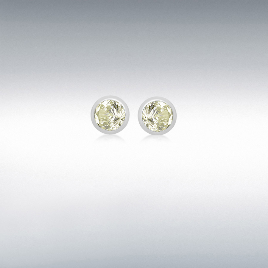 Sterling Silver 3mm Light Green CZ August Birthstone 4mm Stud Earrings