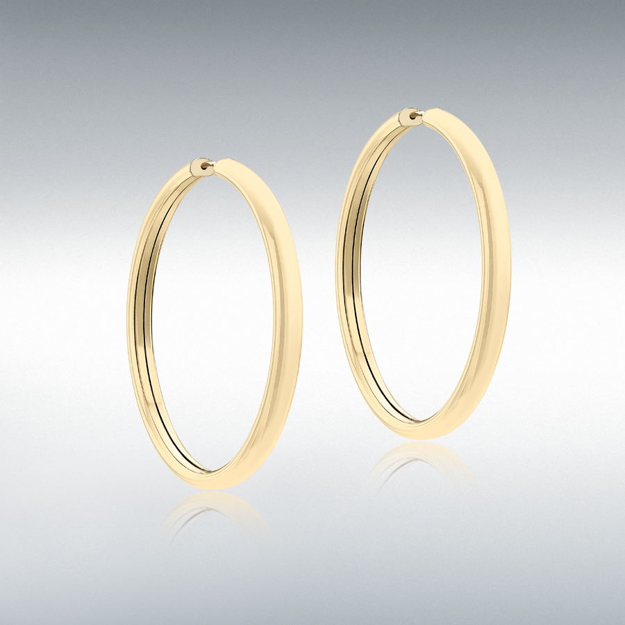 9ct Yellow Gold 4mm Tube 45mm Hoop Earrings