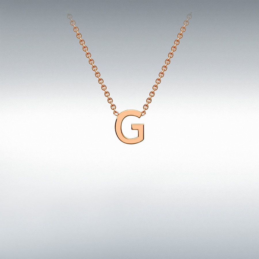 9ct Rose Gold 4.5mm x 5mm 'G' Initial Adjustable Necklace 38cm/15"-43cm/17"