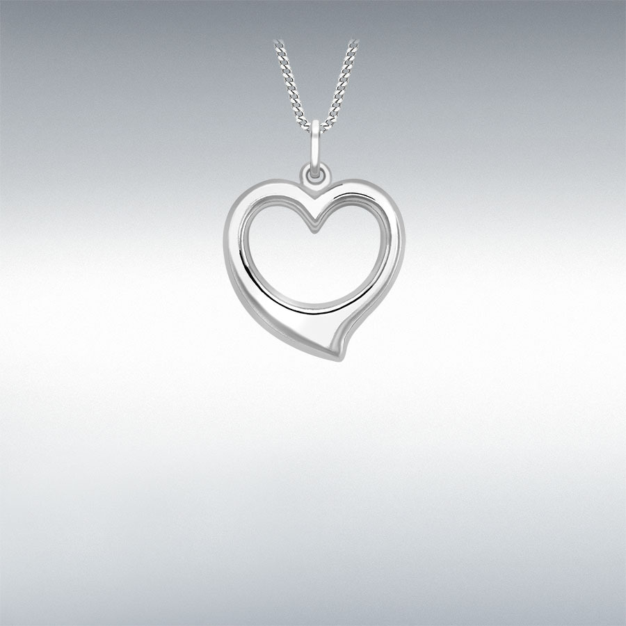 9ct White Gold 12mm x 7mm Heart Pendant