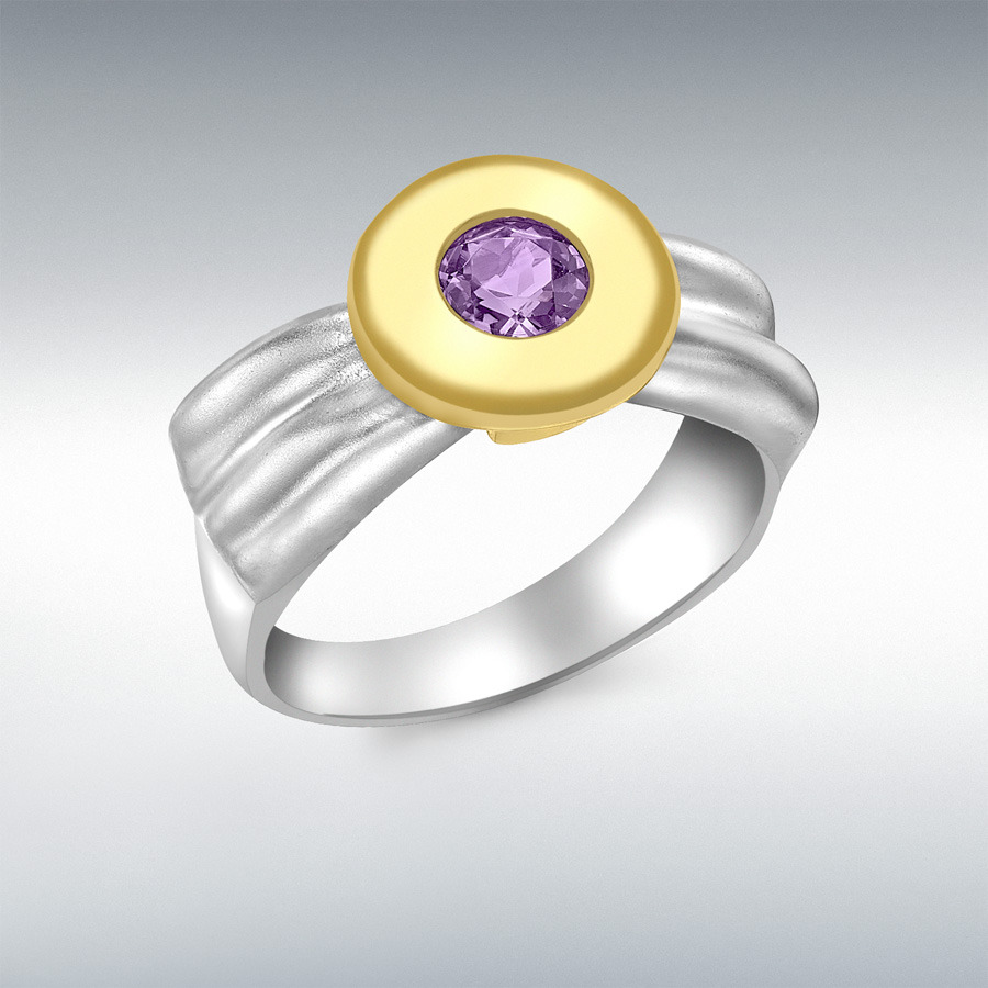 9ct White and Yellow Gold Amethyst Ring