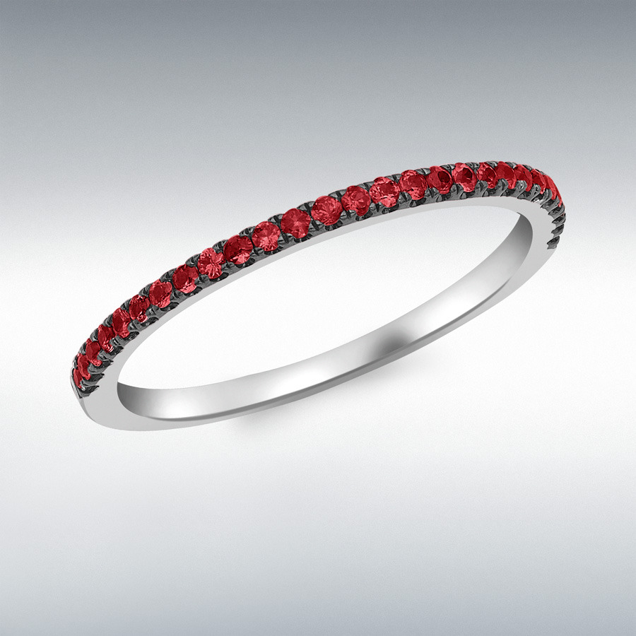 9ct White Gold Ruby 1.2mm Half-Eternity Ring