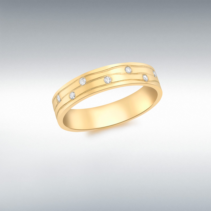 9ct Yellow Gold 0.05ct Diamond Band Ring