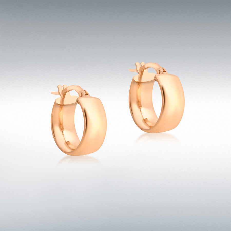 9ct Rose Gold 6mm Band 14mm Hoop Creole Earrings