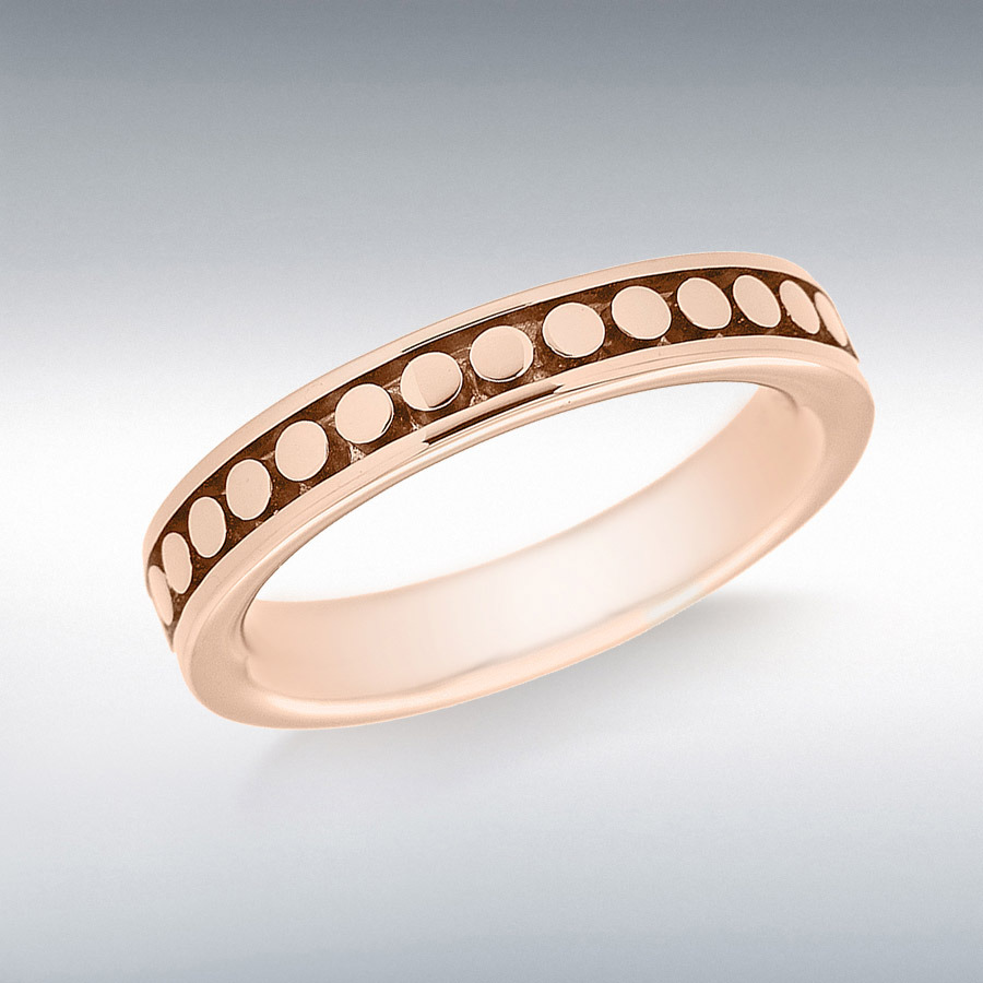 Sterling Silver Rose Gold Plated 4mm Dot-Patterned Band Stacking Ring