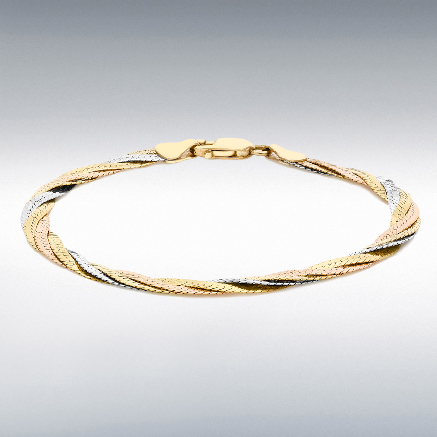 9ct Three-Tone Gold Twirl Bangle – Harper Kendall