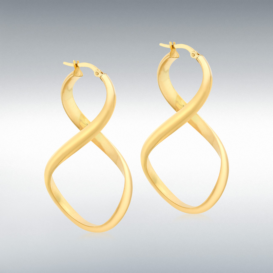 9ct Yellow Gold 24mm x 47mm 'Figure 8' Creole Earrings
