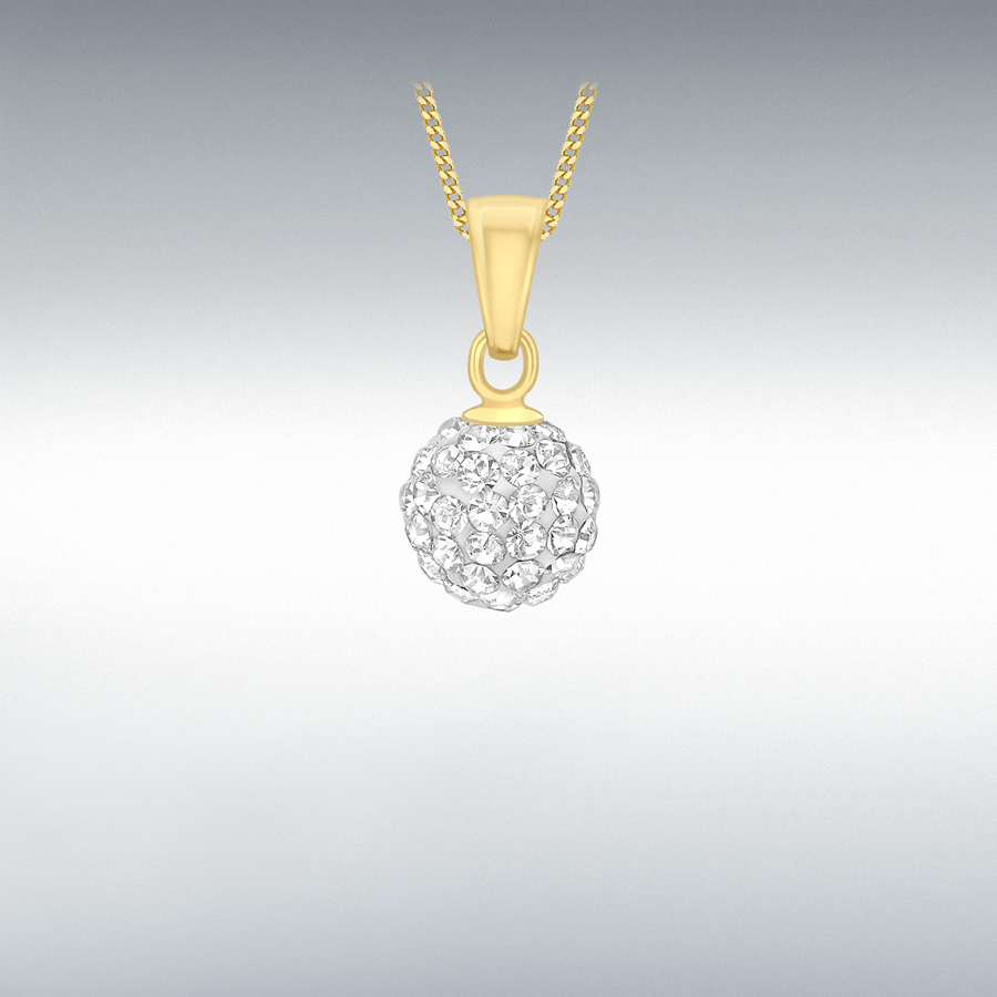 9ct Yellow Gold 7mm Crystal Ball 7mm x 14.9mm Pendant