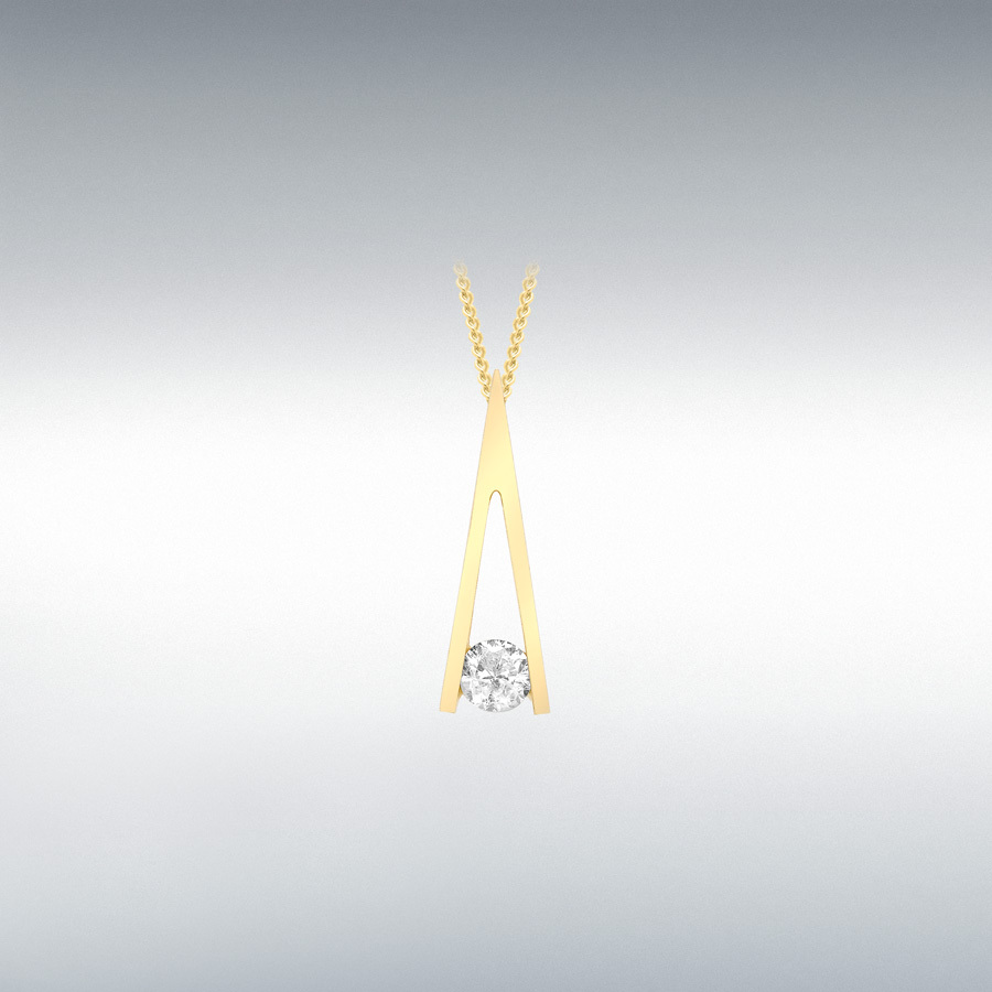 9ct Yellow Gold 0.10ct Diamond 4mm x 15mm Kiss Drop Slider Pendant