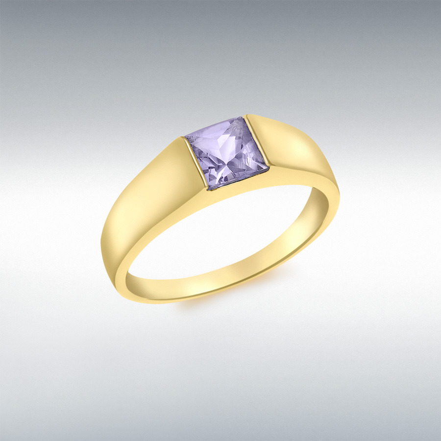 9ct Yellow Gold Square Iolite Dress Ring