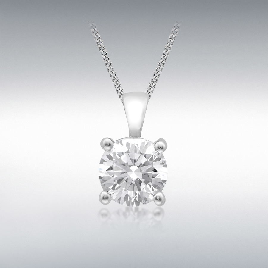 18ct White Gold 1.00ct Lab Created Diamond 6.5mm x 11mm Pendant