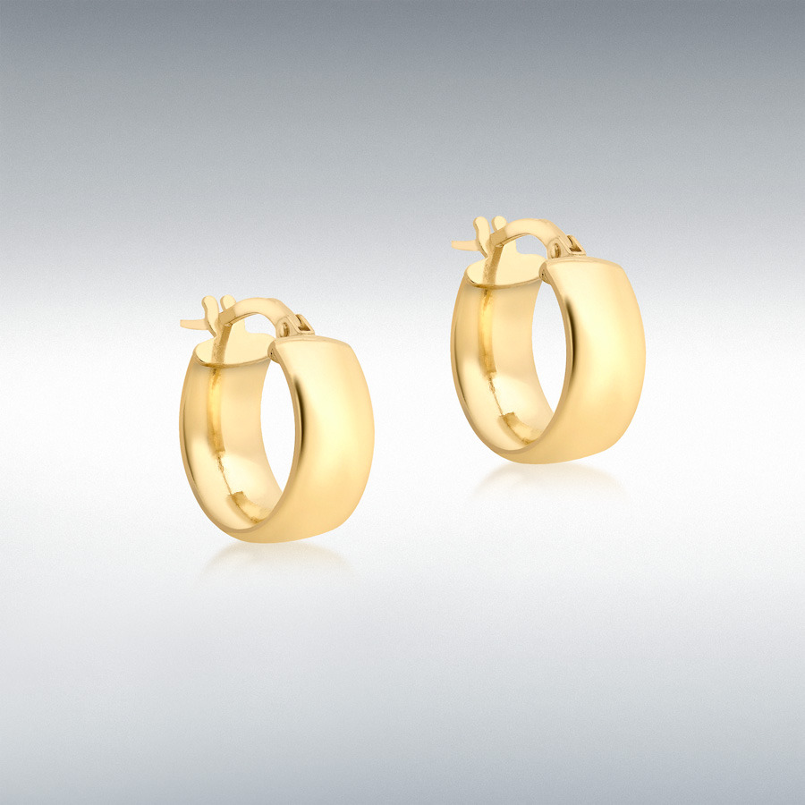 9ct Yellow Gold 6mm Band 14mm Hoop Creole Earrings