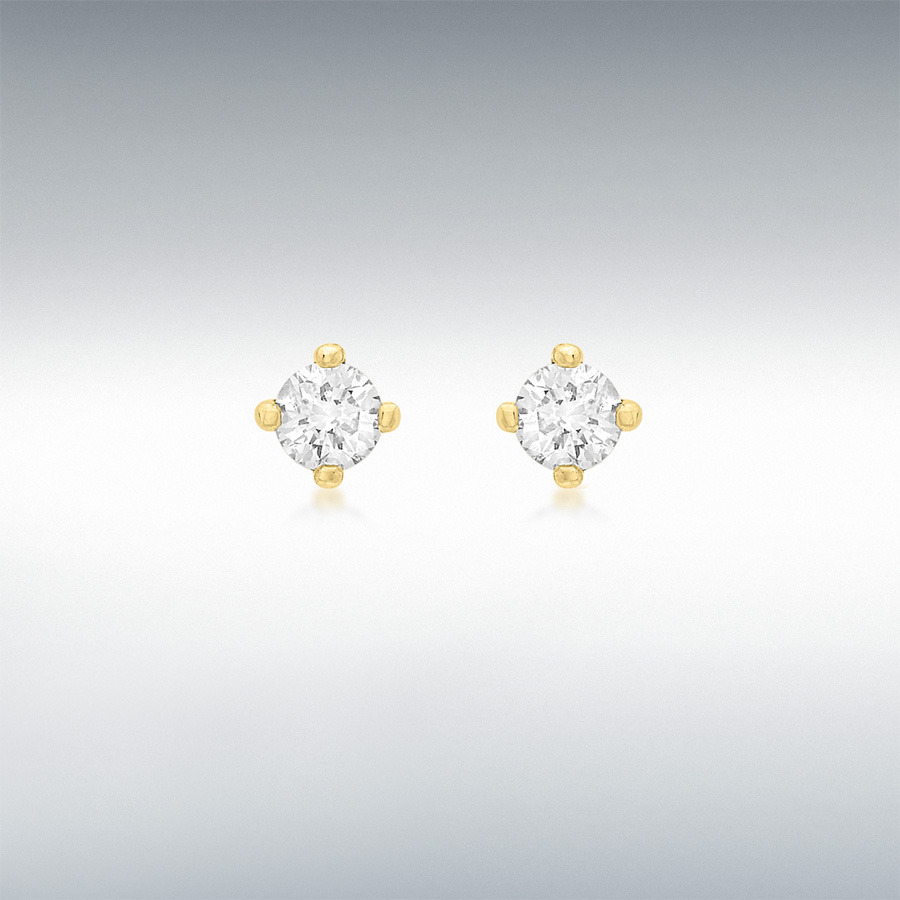9ct Yellow Gold 0.25ct Diamond 3mm Solitaire Stud Earrings