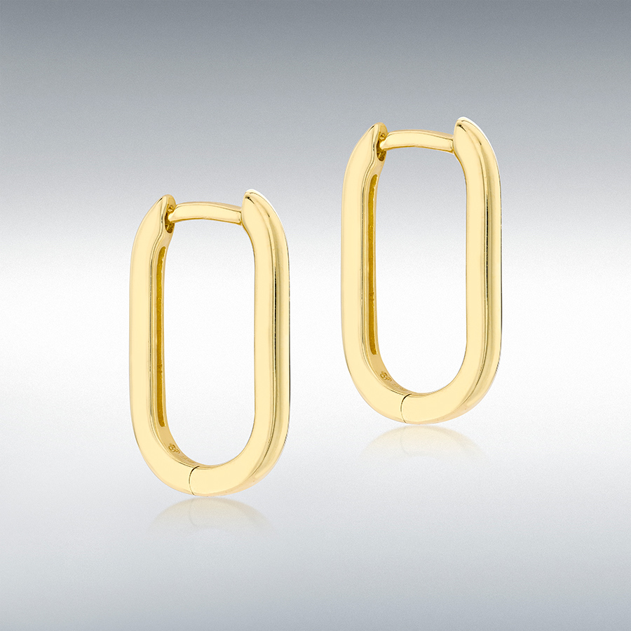 18ct Yellow Gold 10.5mm x 17mm Rectangular Hoop Creole Earrings