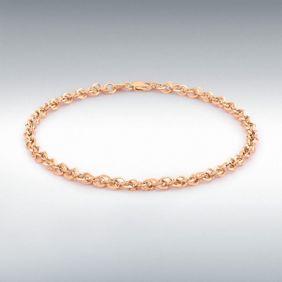 9ct Rose Gold 60 Diamond Cut 'Prince of Wales' Bracelet 19cm/7.5