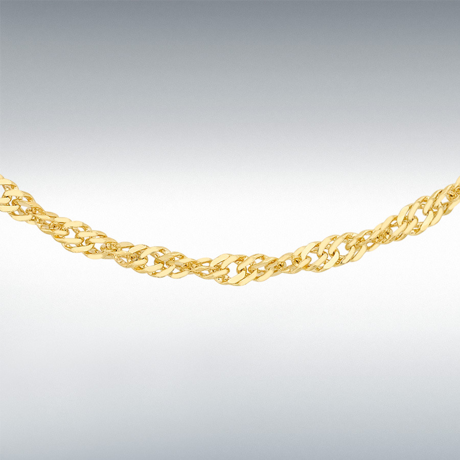 9ct Yellow Gold 16 Diamond Cut Twist Curb Chain 41cm/16' New 