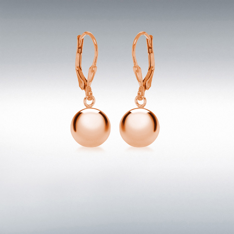 Sterling Silver Rose Gold Plated 10mm Ball Drop Earrings