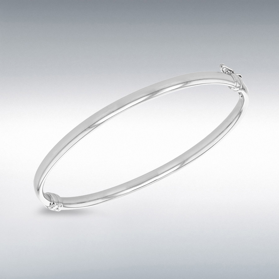 9ct White Gold 4mm Oval Tube Bangle