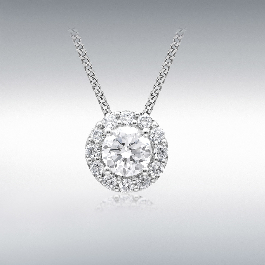 18ct White Gold 0.66ct Lab Created Diamond 8.5mm Halo Slider Pendant