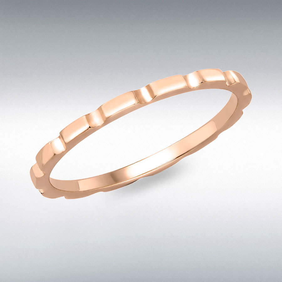 9ct Rose Gold Flat Brick Band Stack Ring