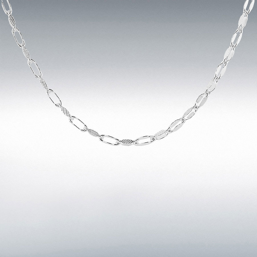 Sterling Silver Textured Oval Link Paper chain 46cm/18"