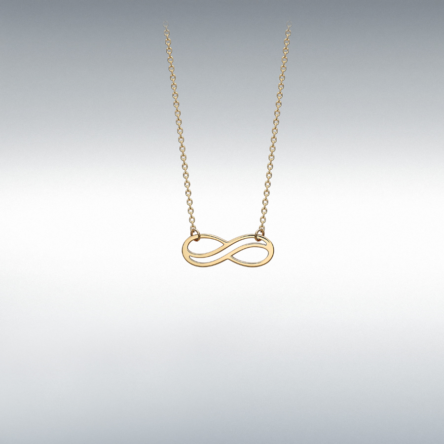 9ct Yellow Gold 15mm x 5.5mm Cutout Infinity Symbol Adjustable Necklace 41cm/16"-43cm/17"