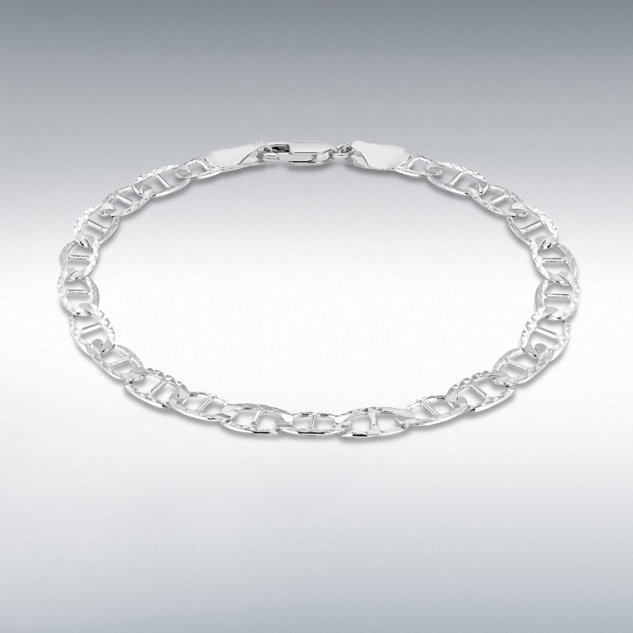 Sterling Silver 120 Diamond Cut Rambo Chain Bracelet 19cm/7.5"