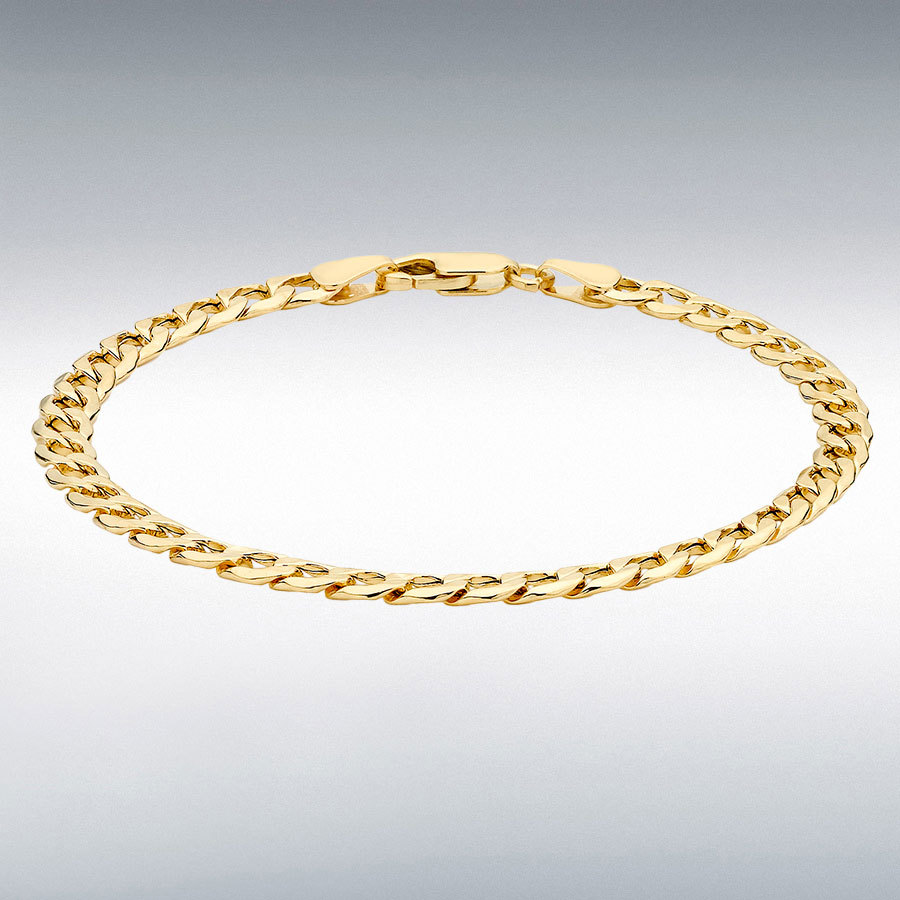 18ct Yellow Gold 120 Hollow 6-Sided Curb Chain Bracelet 21.5cm/8.5"
