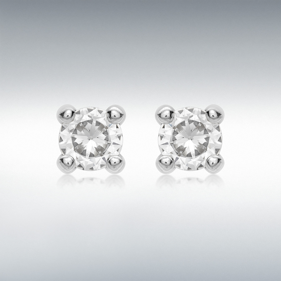 9ct White Gold White 6mm CZ Stud Earrings