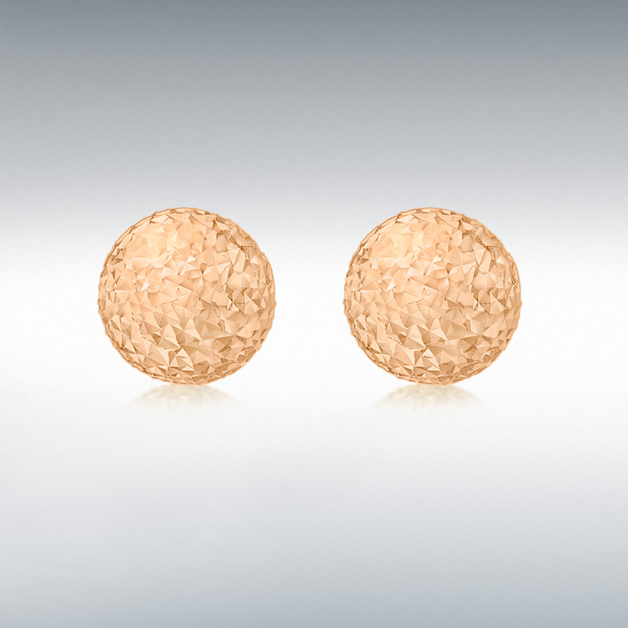 9ct Rose Gold 8mm Diamond Cut Ball Stud Earrings