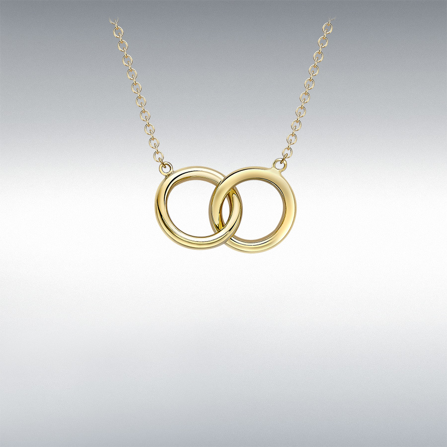 9ct Yellow Gold 11.8mm 'Linked Rings' Adjustable Necklace 43cm/17"-46cm/18