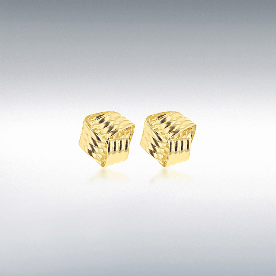 9ct Yellow Gold 8mm Ribbed Knot Stud Earrings