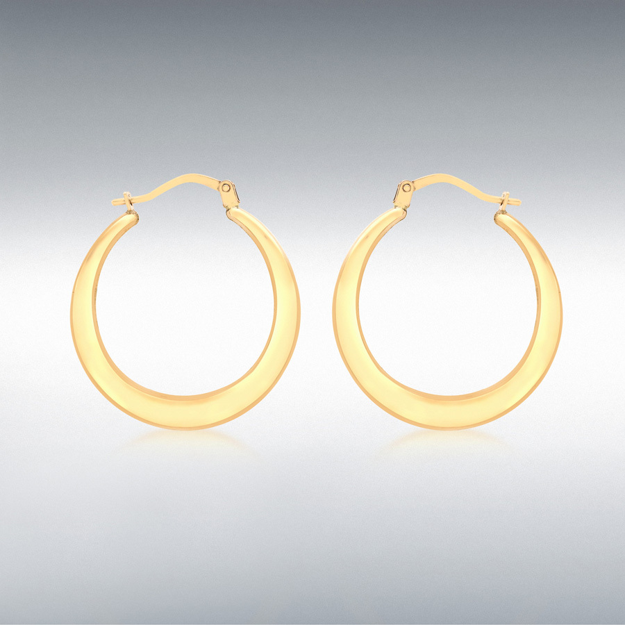 9ct Yellow Gold 24mm Flat Round Creole Earrings