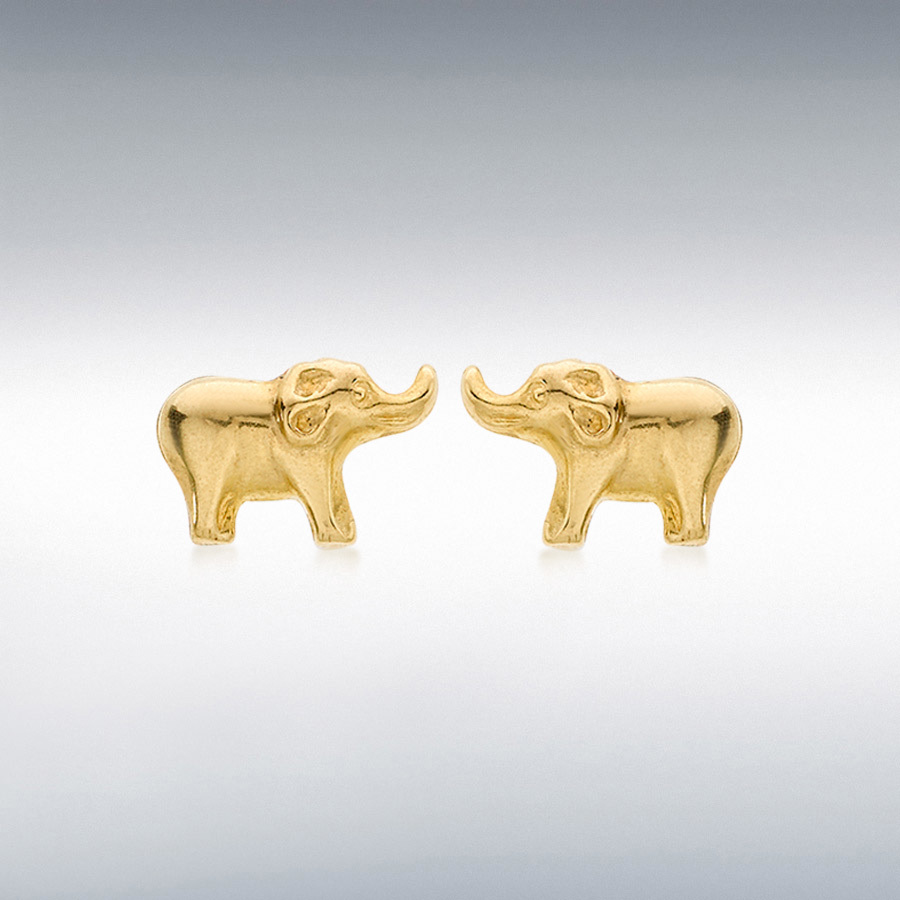 9ct Yellow Gold 9mm x 6mm Elephant Stud Earrings
