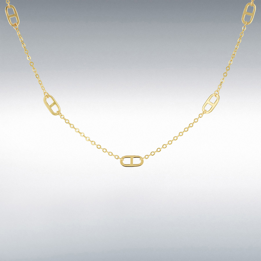 9ct Yellow Gold 5 Station Rambo Adjustable Necklace 41cm/16"-46cm/18"