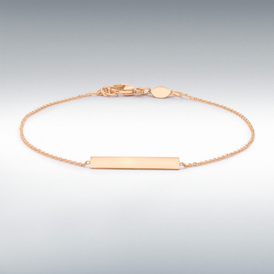 9ct Rose Gold 3mm x 20mm Horizontal-Bar Adjustable Bracelet 18cm-19cm/7"-7.5