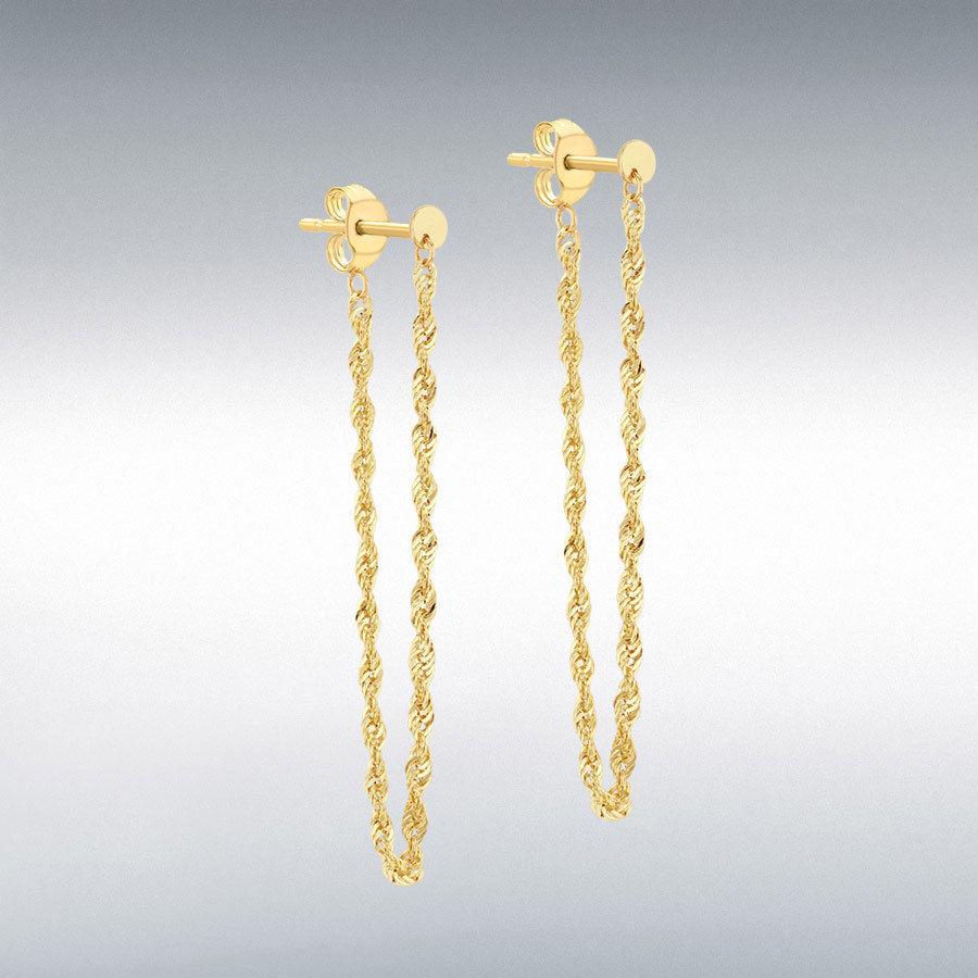 9ct Yellow Gold 2mm Rope Chain Loop Earrings