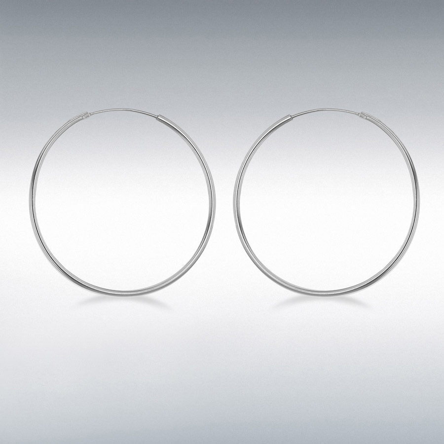 Sterling Silver 35mm Plain Hoop Earrings